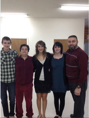 L to R:  Dalen, Marrianne, Alyssia, Alexis, and David .  (The 3 young adults are Roger's children)  He was unable to attend.