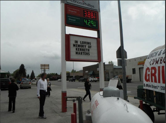 Sign posted in memory of Ken